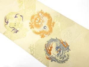 アンティーク 荒波に龍模様織り出し袋帯(材料)